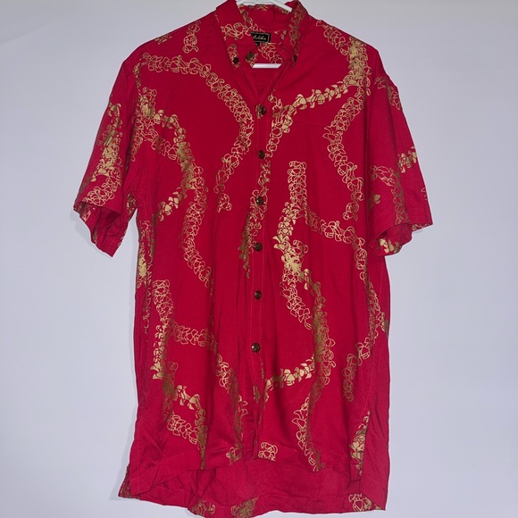 Hawaiian Men's gold Puakenikeni Aloha Shirt size large - Picture 2 of 10